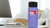 Bleeding Gun Silhouette Sticker on a Water Bottle (New) example