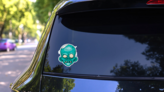 Blind Blue Zombie Head Sticker on a Rear Car Window (New) example