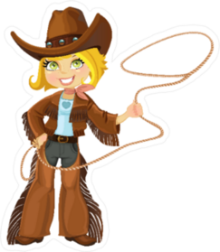 Blond Cowgirl With Lasso Sticker