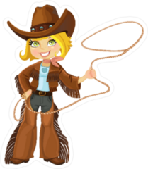 Blond Cowgirl With Lasso Sticker