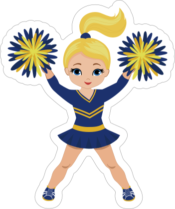 Blonde Blue and Yellow Cheerleading Sticker