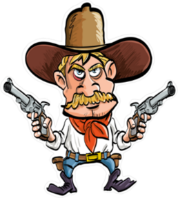 Blonde Cartoon Cowboy With Guns Drawn Sticker