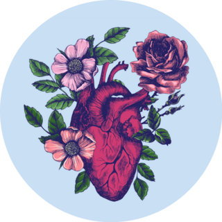 Blooming Anatomical Human Heart Illustration Sticker
