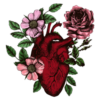 Blooming Floral Anatomical Heart Illustration Sticker