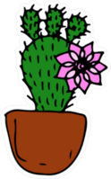 Blooming Potted Cactus Drawing Sticker