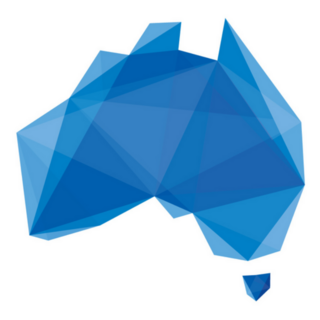 Blue Abstract Map Of Australia In Origami Style Sticker