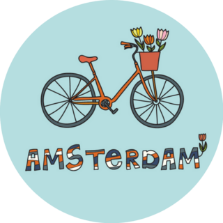 Blue Amsterdam, Netherlands Bike Sticker