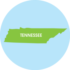 Blue And Green Map Of Tennessee Usa Sticker