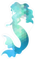Blue and Green Mermaid Watercolor Sticker