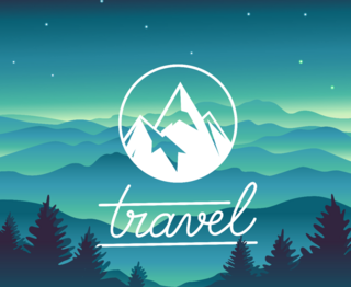 Blue and Green Mountain Landscape Travel Sticker