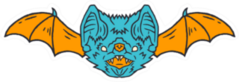 Blue and Orange Bat Illustration Sticker