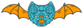Blue and Orange Bat Illustration Sticker