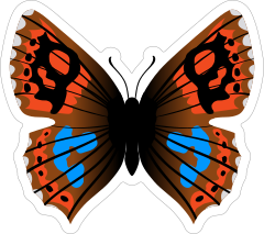 Blue and Orange Butterfly Sticker