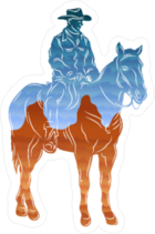 Blue and Orange Cowboy Sticker