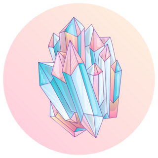 Blue And Pink Crystal Cartoon Sticker