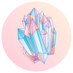 Blue And Pink Crystal Cartoon Sticker