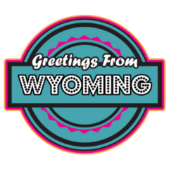 Blue And Pink Greetings From Wyoming Sticker