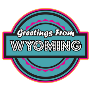 Blue And Pink Greetings From Wyoming Sticker