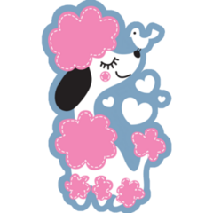 Blue And Pink Poodle Sticker