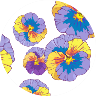 Blue And Purple Pansy Pattern Illustration Sticker