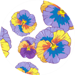 Blue And Purple Pansy Pattern Illustration Sticker