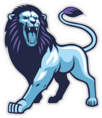 Blue and Purple Roaring Lion Mascot Sticker