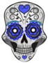 Blue and White Sugar Skull Sticker