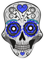 Blue and White Sugar Skull Sticker
