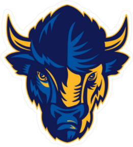 Blue and Yellow American Bison Head Sticker