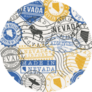 Blue and Yellow Nevada, Usa Set Of Stamps Sticker