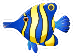 Blue and Yellow Striped Fish Sticker