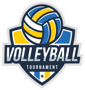Blue and Yellow Volleyball Badge Sticker