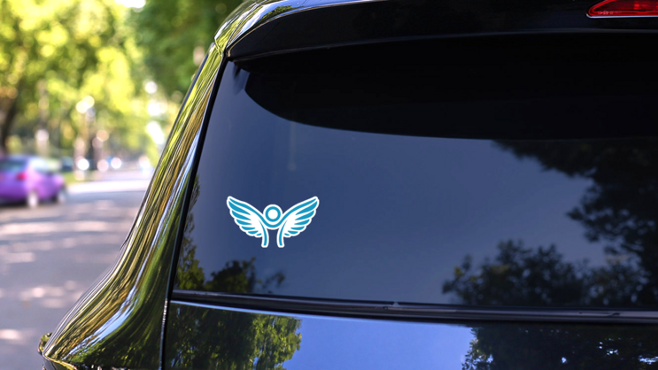 Blue Angel Wings Icon Sticker on a Rear Car Window (New) example