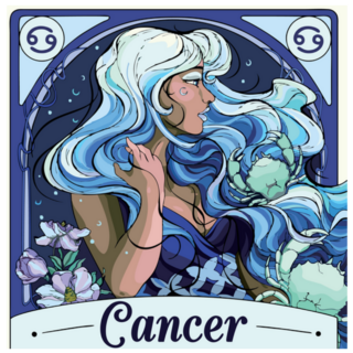 Blue Art Illustration Of Cancer Zodiac Symbol Sticker