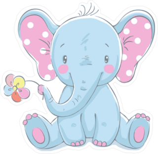 Blue Baby Elephant Sticker