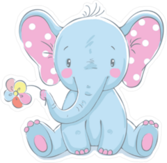 Blue Baby Elephant Sticker
