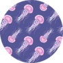 Blue Background With Sea Pink Jellyfish Pattern Sticker