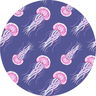 Blue Background With Sea Pink Jellyfish Pattern Sticker