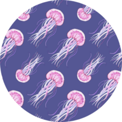 Blue Background With Sea Pink Jellyfish Pattern Sticker