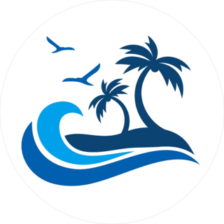 Blue Beach Wave Palm Tree On Beach Sticker