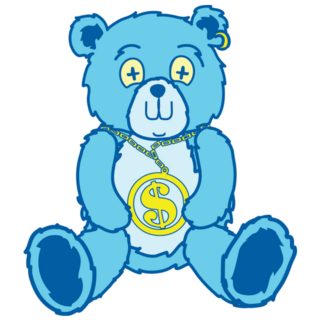 Blue Bear With Dollar Sign Chain Sticker