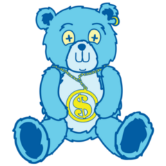 Blue Bear With Dollar Sign Chain Sticker
