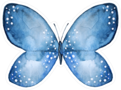 Blue & Black with White Spots Watercolor Butterfly Sticker