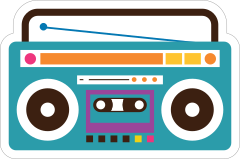 Blue Boombox Hippie Sticker