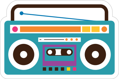Blue Boombox Hippie Sticker