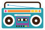 Blue Boombox Hippie Sticker