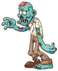 Blue Cartoon Zombie Sticker