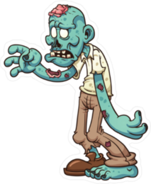 Blue Cartoon Zombie Sticker