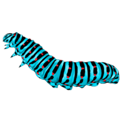 Blue Caterpillar Crawling Detailed Sketch Sticker
