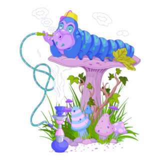 Blue Caterpillar Using A Hookah Sticker